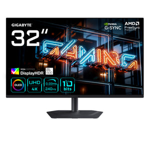 GIGABYTE MO32U24 32” OLED 4K UHD Gaming-Monitor - 3840 x 2160, 240Hz, 0.03ms, 300 cd/m², G-Sync Kompatibel, FreeSync Pre