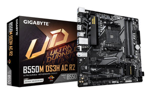 GIGABYTE B550M DS3H AC R2 Mainboard – AMD Ryzen 5000 Prozessoren, 5+3 Phasen VRM, bis zu 4733 MHz DDR4 (O.C.), 1x PCIe 4