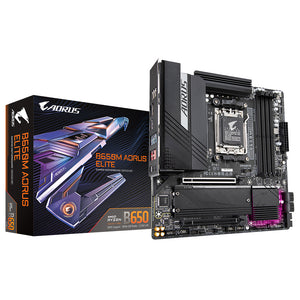 GIGABYTE B650M AORUS ELITE Mainboard – Unterstützt AMD Ryzen 9000 CPUs, 12+2+2 Phasen VRM, bis zu 8000 MHz DDR5, 1xPCIe