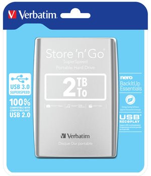 2,5" Verbatim 8.9cm 2TB USB 3.0 Store'n Go Silver retail