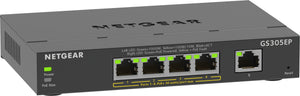 NETGEAR GS305EP Switch 5 Port Gigabit Ethernet LAN PoE Switch Plus (mit 4x PoE+ 63W, Managed Netzwerk Switch mit IGMP Snooping, QoS, VLAN, lüfterloses Metallgehäuse)