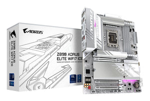 GIGABYTE Z890 AORUS ELITE WIFI7 ICE Mainboard - Unterstützt Intel Core Ultra (Serie 2) CPUs, 16+1+2 Phasen VRM, bis zu 8