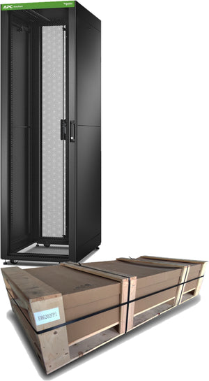 APC Easy Rack Flatpack, 600mm/42HE/1000mm, mit Dach, Seitenwand, Rollen, Füße, 4 Halterungen, ohne Boden, schwarz