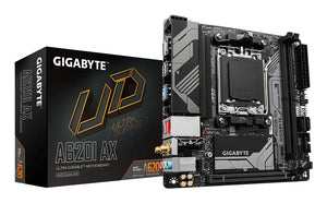 GIGABYTE A620I AX Motherboard - Unterstützt AMD Ryzen 8000 CPUs, 5+2+1 Phasen Digital VRM, bis zu 6400MHz DDR5 (OC), 1xP