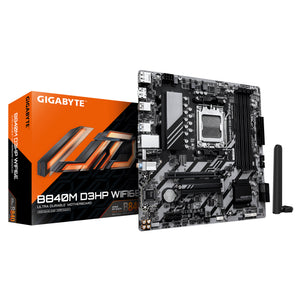 GIGABYTE B840M D3HP WIFI6E Mainboard – AMD Ryzen 9000 CPUs, 8+2+2-Phasen-VRM, bis zu 8200 MHz DDR5 (O.C.), 2× PCIe-4.0-M
