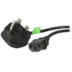 StarTech.com 1,8 m GB Computer Stromkabel, 18AWG, BS 1363 auf C13, 10A 250V, Schwarzes Ersatz-AC Stromkabel, Kaltgerätek