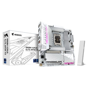 GIGABYTE B860M AORUS ELITE WF6E ICE Mainboard - Intel Core Ultra CPUs, 12+1+2+1 Phasen VRM, bis zu 9200MHz DDR5, 1xPCIe