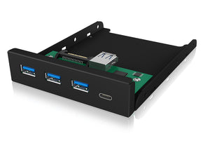 ICY BOX IB-HUB1418-i3, 4 Port USB 3.2 Gen 1 Frontpanel für 3,5" Einbauschacht, 3x USB Type A und 1x USB Type-C® Anschlus