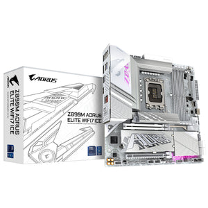 GIGABYTE Z890M AORUS ELITE WIFI7 ICE Mainboard - Unterstützt Intel Core Ultra (Serie 2) CPUs, 12+1+2 Phasen VRM, bis zu