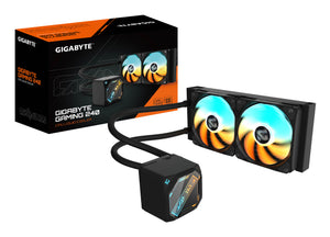 GIGABYTE GAMING 240 Flüssigkeitskühler für CPU - 2x120mm ARGB-Lüfter, Schiebe-Verriegelungsmechanismus, DAISY-CHAIN, Kom