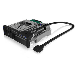 ICY BOX IB-174SSK-U, 2Fach Wechselrahmen für SATA/SAS, 1x 2,5" + 1x 3,5" SATA HDD zu 2x SATA Host in 1x 5,25" Einschub,