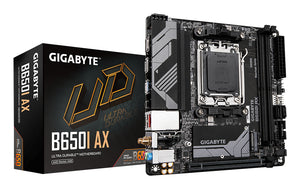 GIGABYTE B650I AX Mainboard - AMD Ryzen 9000er-Serie, 5+2+1 Phasen VRM, bis zu 6400 MHz DDR5 (OC), 1xPCIe 4.0 M.2, 2,5 G