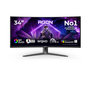 AOC AGON PRO AG346UCDAM Computerbildschirm 86,4 cm (34") 3440 x 1440 Pixel Wide Quad HD QD-OLED Schwarz, Grau