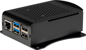 Joy-IT Aluminiumgehäuse für Raspberry Pi 5 (schwarz, mit Halterung)