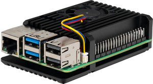 Joy-IT Aluminiumgehäuse für Raspberry Pi 5 (schwarz, Armor Case Block Active)