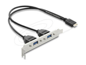 DeLOCK 67346 USB Kabel 0,355 m USB E 2 x USB A Schwarz