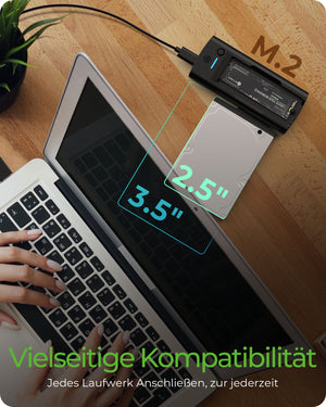 ICY BOX IB-180MS-C31 SSD Docking 1x 2,5"/3,5" & 1x M.2 PCIe NVMe zu USB 3.2 Gen 2 10 Gbit/s, Werkzeuglos, ohne Netzteil,