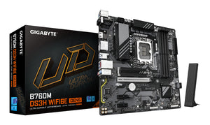GIGABYTE B760M DS3H WIFI6E GEN5 Mainboard – Unterstützt Intel Core Prozessoren der 14. Generation, 6+2+1 Phasen Digital-