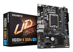 GIGABYTE H610M K DDR4 Mainboard - Unterstützt Intel Core Prozessoren 14th Gen CPUs, 3+1+1 Phases Hybrid Power Design, up
