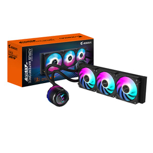 GIGABYTE AORUS WATERFORCE X II 360 AIO Flüssigkeits-CPU-Kühler - 3x120mm ARGB-Lüfter, Vollfarb-LCD, DAISY-CHAIN, kompati
