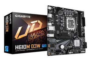GIGABYTE H610M D3W Mainboard - Unterstützt Intel Core Prozessoren der 14. Generation, 5+1+1 Phasen VRM, bis zu 5600MHz D