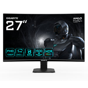 GIGABYTE GS27FC2 27" FHD Curved Gaming-Monitor - 1920 x 1080, 240Hz, 1ms, 350 cd/m², HDR Ready, HDMI 2.0, Displayport 1.