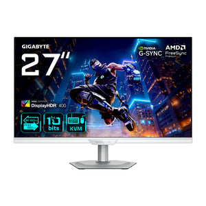 GIGABYTE M27UP ICE 27” 4K UHD Gaming-Monitor - Dual-Modus (4K 160Hz oder FHD 320Hz), 3840 x 2160, 1ms, 350 cd/m², FreeSy