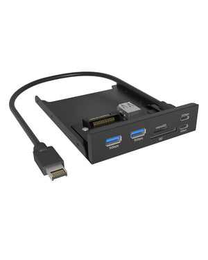 ICY BOX IB-HUB1419-i3, Front panel 3,5" mit USB Hub und Kartenleser, 2x USB-A 5 Gbit/s, 1x USB-C 5 Gbit/s, 1x USB-C 20 G