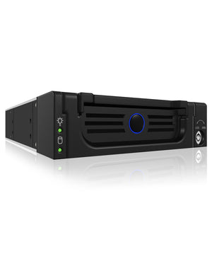 ICY BOX IB-138SK-B-II; Wechselrahmen für 3,5" SATA I/II/III & SAS HDD, blue circle Light, black color