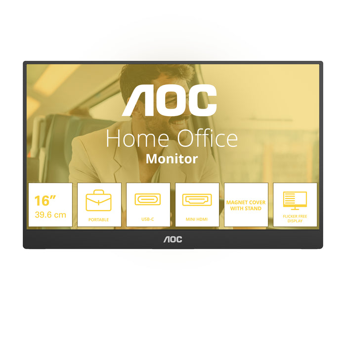 AOC 16T20E2 TV-Gerät/Monitor tragbar Tragbarer Monitor Schwarz 39,6 cm (15.6") LED 1920 x 1080 Pixel
