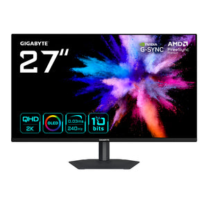 GIGABYTE GO27Q24A 27” OLED 2K QHD Gaming-Monitor - 2560 x 1440, 240Hz, 0.03ms, 400 cd/m², FreeSync Premium, G-Sync Kompa
