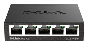D-Link DGS-105 Unmanaged L2 Gigabit Ethernet (10/100/1000) Schwarz