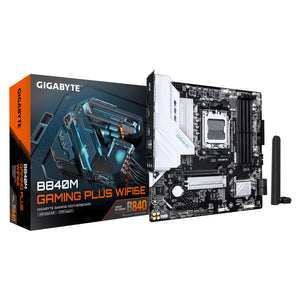 GIGABYTE B840M GAMING PLUS WIFI6E Mainboard – AMD Ryzen 9000 CPUs, 8+2+2-Phasen-VRM, bis zu 8200 MHz DDR5 (O.C.), 2× PCI
