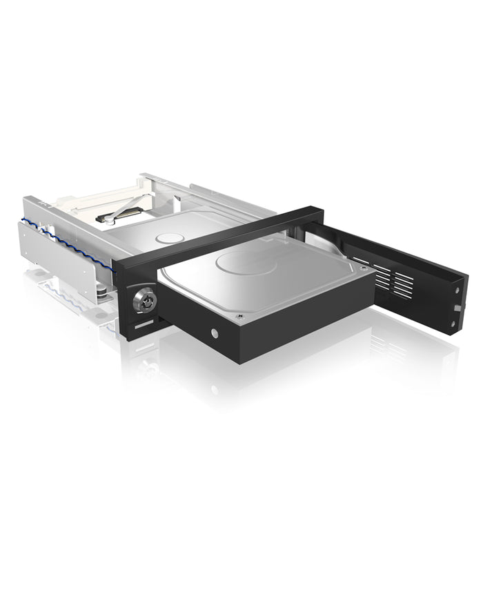 ICY BOX IB-168SK-B, Wechselrahmen, 1x 3,5" SATA I/II/III HDD zu 1x SATA Host, EasySwap trägerlos, Stahl + Plastik, schwa