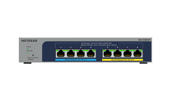 NETGEAR MS108EUP Managed L2/L3 2.5G Ethernet (100/1000/2500) Power over Ethernet (PoE) Grau