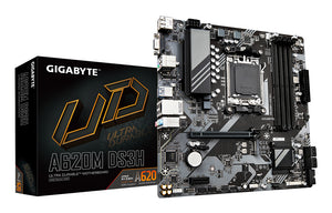 GIGABYTE A620M DS3H Motherboard - Unterstützt AMD Ryzen 8000 CPUs, 5+2+2 Phasen Digital VRM, bis zu 7600MHz DDR5 (OC), 1