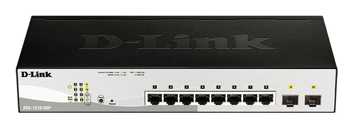 D-Link DGS-1210-08P Managed L2 Gigabit Ethernet (10/100/1000) Power over Ethernet (PoE) Schwarz (DGS-1210-08P/E)