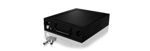 ICY BOX IB-148SSK-B, Wechselrahmen für 3,5"/2,5" SATA I/II/III & SAS HDD, Lüfter, Schloss, Schwarz