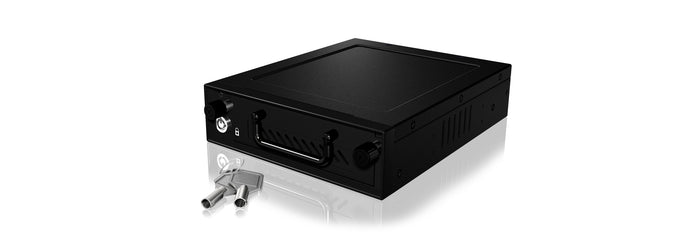 ICY BOX IB-148SSK-B, Wechselrahmen für 3,5"/2,5" SATA I/II/III & SAS HDD, Lüfter, Schloss, Schwarz