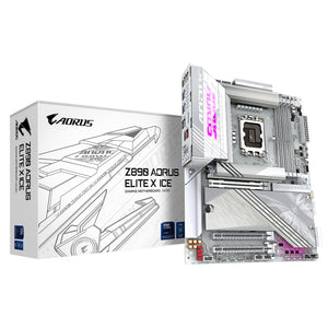 GIGABYTE Z890 AORUS ELITE X ICE Mainboard - Unterstützt Intel Core Ultra (Serie 2) CPUs, 16+1+2 Phasen VRM, bis zu 9500M