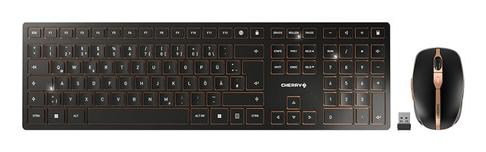 CHERRY DW 9100 SLIM Tastatur Maus enthalten Universal RF Wireless + Bluetooth QWERTZ Deutsch Schwarz
