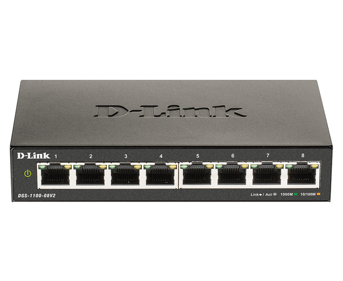 D-Link DGS-1100-08V2 Managed L2 Gigabit Ethernet (10/100/1000) Schwarz (DGS-1100-08V2/E)