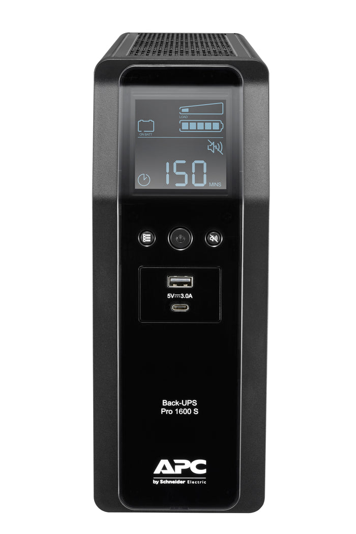 APC Back-UPS Pro 1600S, 1600VA, 230V, Sinuswelle, AVR, LCD, 8 IEC Ausgägnge