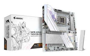 GIGABYTE X870 AORUS TACHYON ICE Mainboard – Unterstützt AMD Ryzen 9000 CPUs, digitale 18+2+2 Phasen VRM, bis zu 9600 MHz