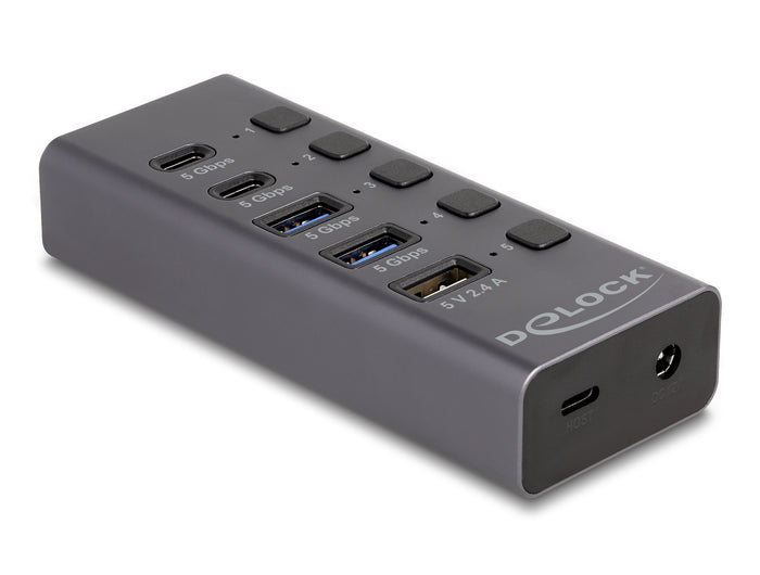 DeLOCK 64248 Schnittstellen-Hub USB 3.2 Gen 1 (3.1 Gen 1) Type-C 5000 Mbit/s Grau