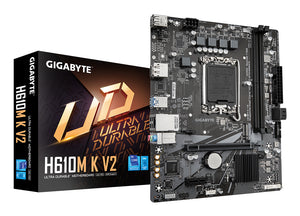 GIGABYTE H610M K V2 Mainboard – Intel Core 14. Generation CPUs, bis zu 5600 MHz DDR5, 1xPCIe 3.0 M.2, 1GbE LAN, USB 3.2 