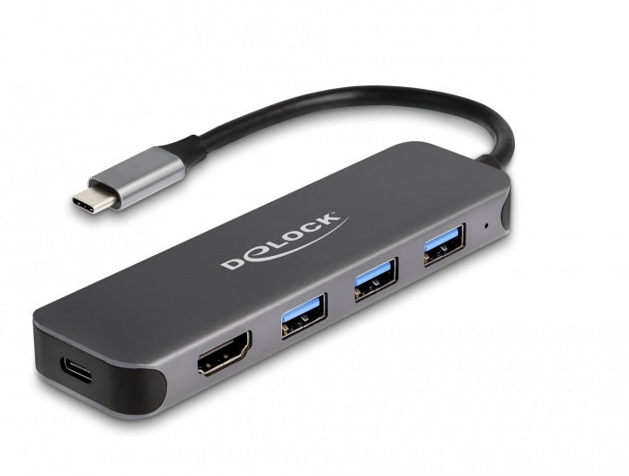 DeLOCK 3 Port USB Hub und 4K HDMI Ausgang mit USB Type-C Anschluss und PD 85 Watt