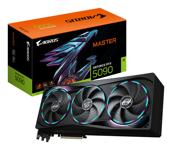 GIGABYTE AORUS GeForce RTX 5090 MASTER 32G Grafikkarte - 32 GB GDDR7, 512 Bit, PCI-E 5.0, 2655MHz Kernfrequenz, 3 x DP 2