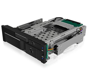 ICY BOX IB-173SSK, 2fach Wechselrahmen für SATA/SAS, 1x 2,5" + 1x 3,5" SATA HDD zu 2x SATA Host in 1x 5,25" Einschub, Ea