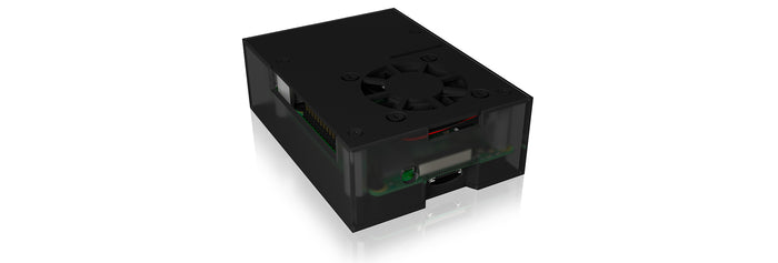 ICY BOX IB-RP108, Gehäuse für Raspberry Pi 4, Aluminiumldeckel und -boden, Acrylrahmen, schwarz/antrazit